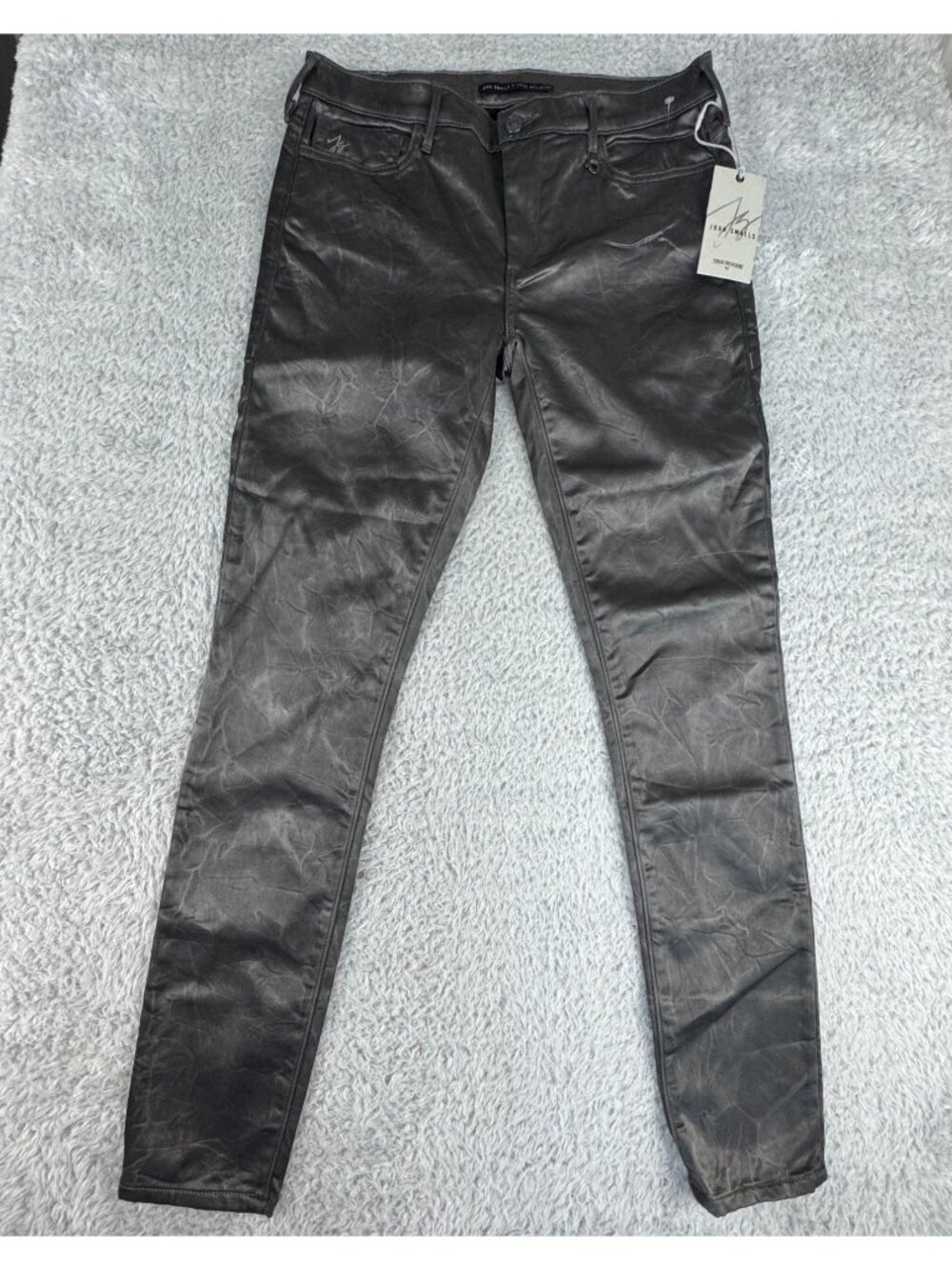 Smalls X True Religion Mid Rise Halle Coated Skinny Jeans 30 Black Vtg USA Retro - Picture 2 of 16